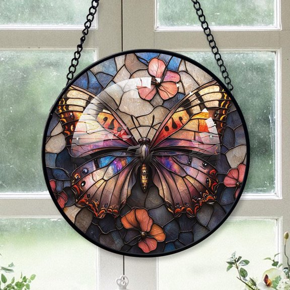 Customized Butterfly Stained Glass, Butterfly Glass Panel Sun Catchers Pretty Gifts, Butterfly Decoration for Home Garden Christmas Party Wedding tPkarK (Butterfly 32)