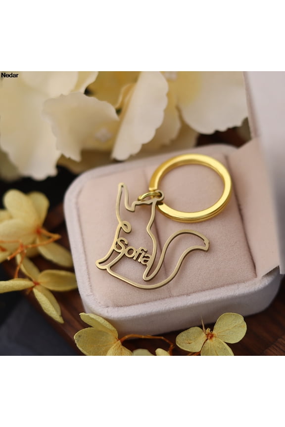 Customized Cat Stainless Steel Kitten Keychain for Men Women Personalized Custom Animal Nameplate Keyring Pets Lovers Gift