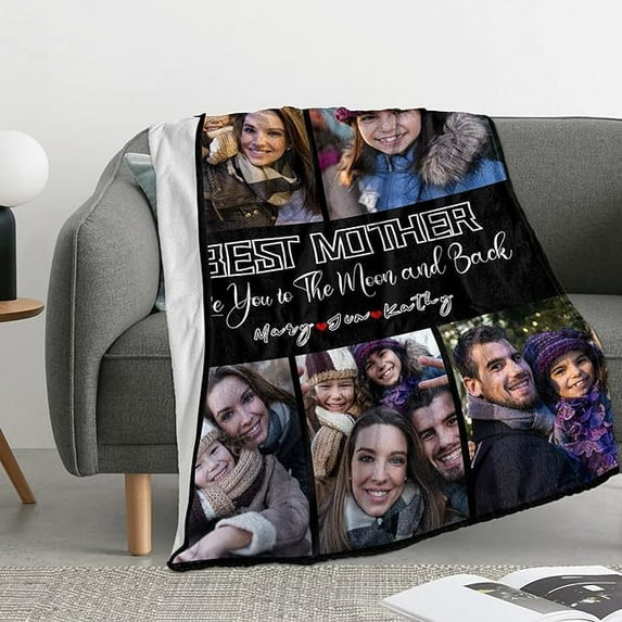 Customized Christmas Blanket for Daughter Son (Full-Size) Personalized Blankets Throws Fleece Custom Blanket with Picture for Customized Gifts 10 Photos Available Blankets