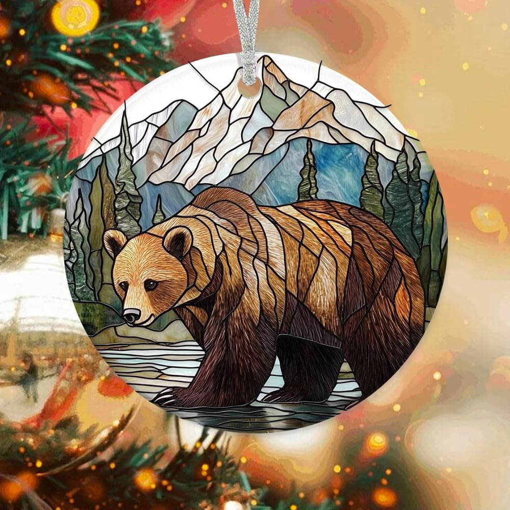 Customized Christmas Ornaments 2025 Grizzly Bear, Grizzly Bear Ornament ...