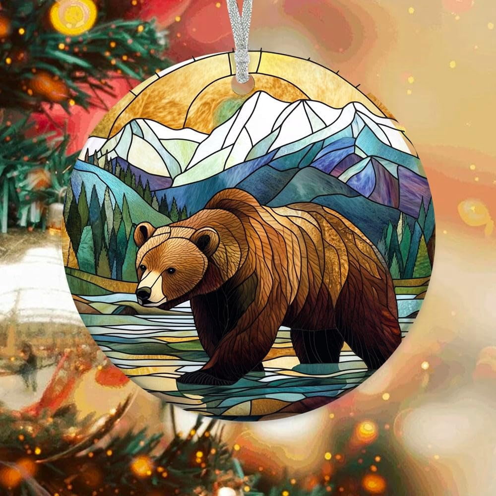 Customized Christmas Ornaments 2025 Grizzly Bear, Grizzly Bear Ornament ...