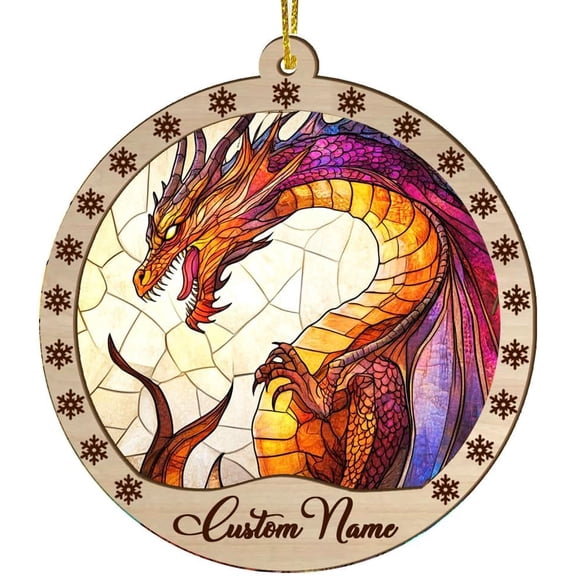 Customized Christmas Suncatcher 2025 Rainbow Dragon, Rainbow Dragon Ornament, Rainbow Dragon Decorations, Rainbow Dragon qTita0 (Rainbow Dragon 10)