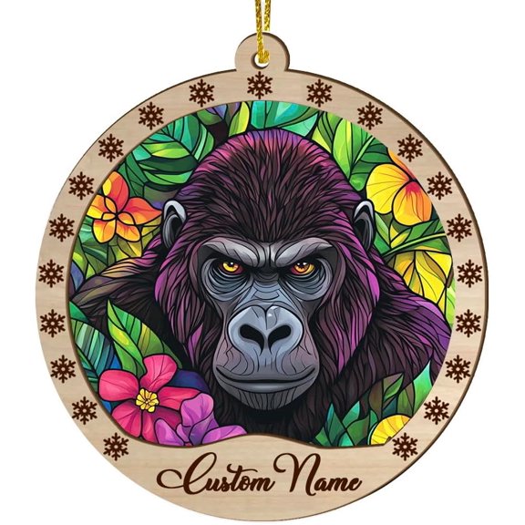 Customized Christmas Suncatcher 2025 Silverback Gorilla, Silverback Gorilla Ornament, Silverback Gorilla Decor, Silverback Gorilla for Trees gsSC2D (Silverback Gorilla 2)