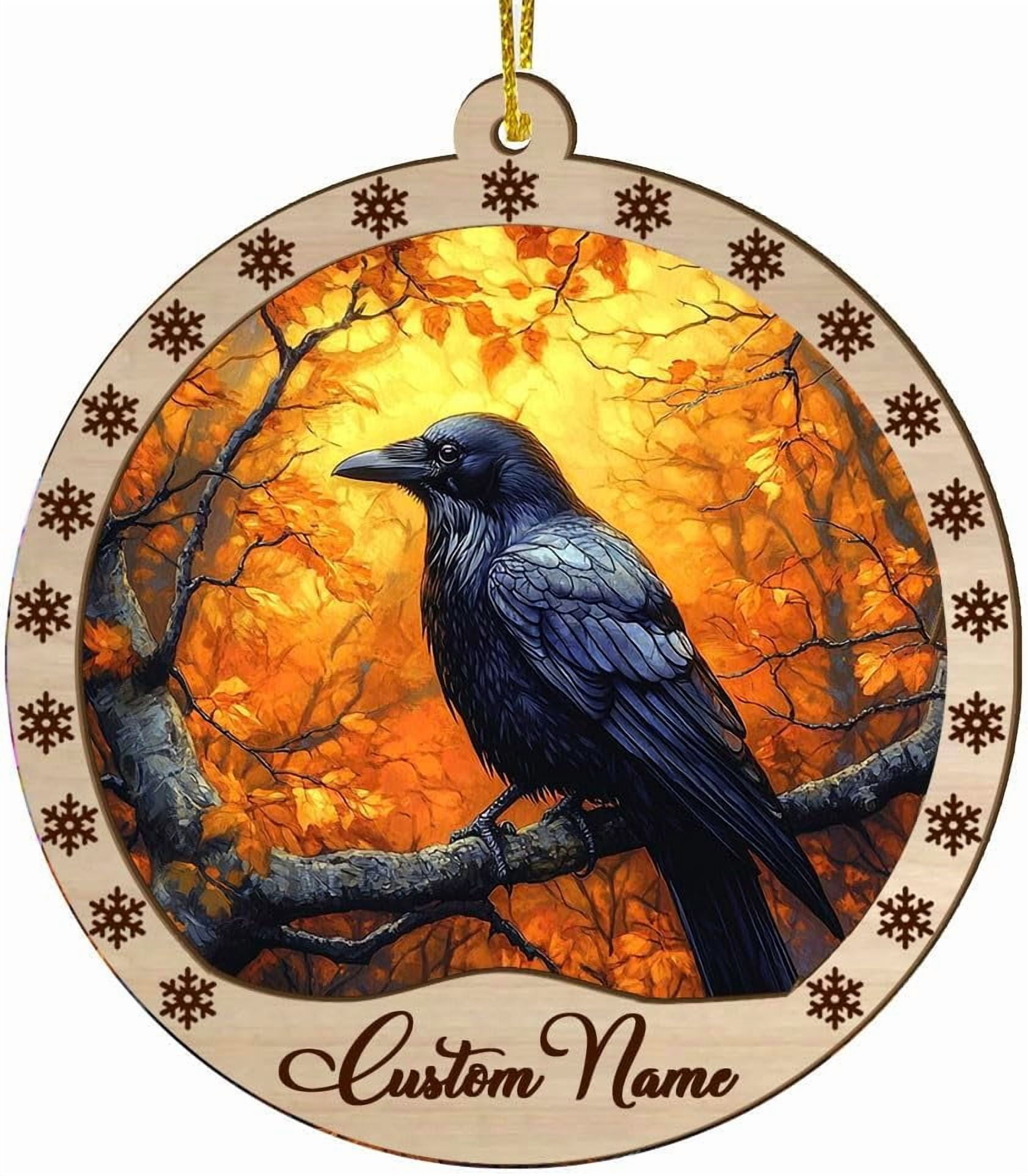 Customized Christmas Suncatcher Crow Crow Ornament Crow Keepsake Customized Christmas Suncatcher Crow Crow Ornament Crow Keepsake