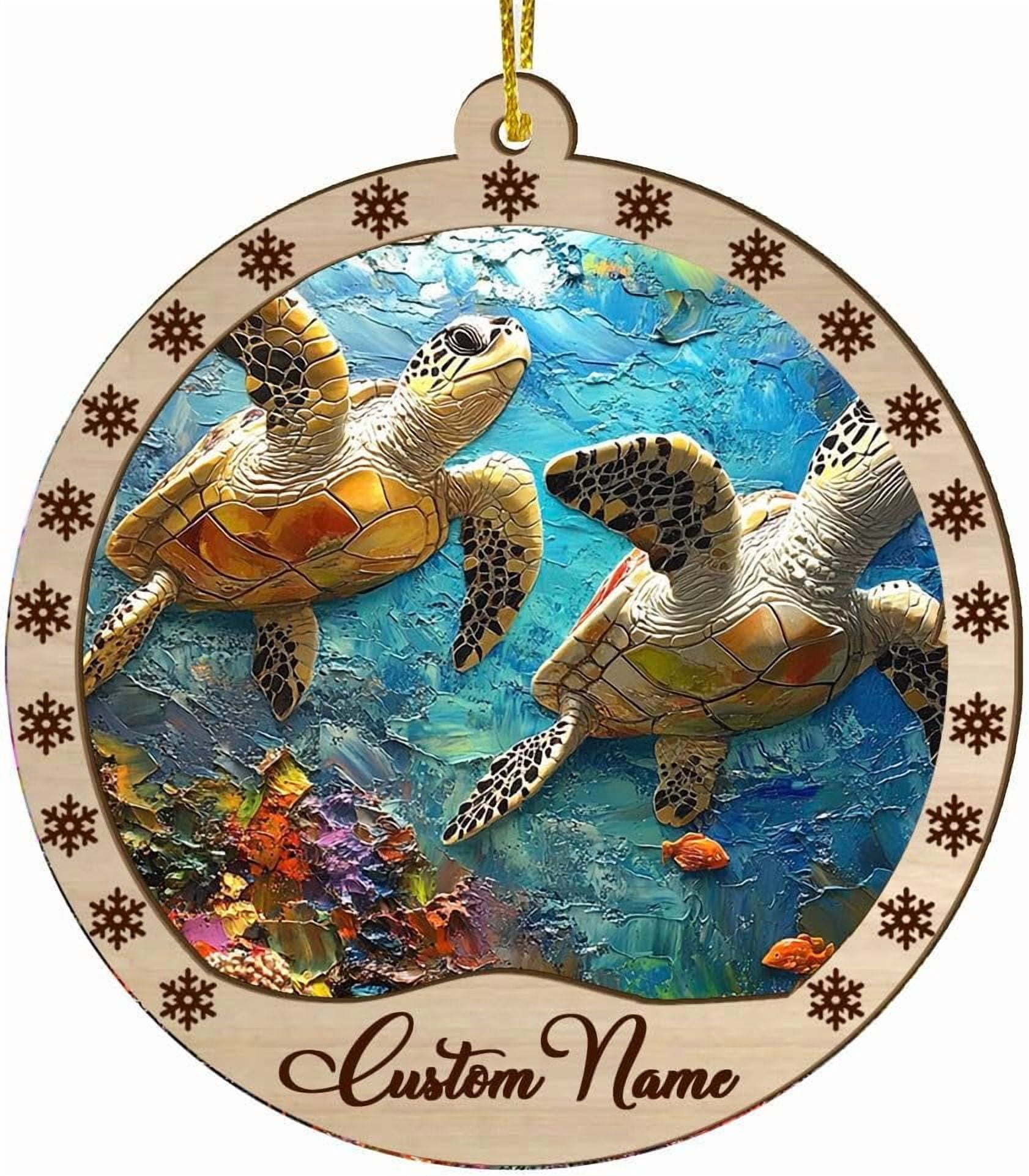 Customized Christmas Suncatcher Fierce Turtle, Fierce Turtle Ornament ...