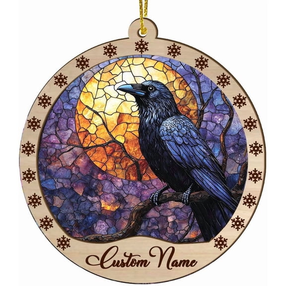 Customized Christmas Suncatcher Midnight Crow, Midnight Crow Ornament, Midnight Crow Keepsake, Midnight Crow 2064TG9 WxVNXs (Midnight Crow 1)