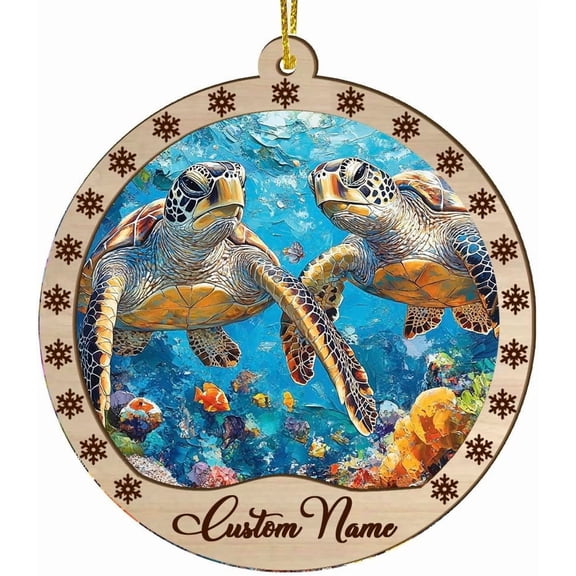 Customized Christmas Suncatcher Turtles, Turtles Ornament, Turtles Hanging Decor, Turtles for Trees - 2048TG24 x7nvIp (Turtles 7)
