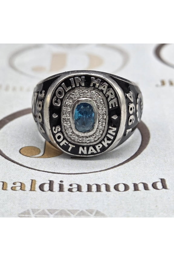 Customized Class Ring For Men High School Ring 1994,Name And Logo Engraved College Best University Gift 925 Sterling Silver