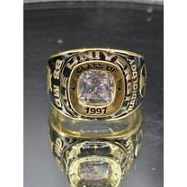 Customized Class Rings CZ Cushion Gemstone High School or College Graduation Rings -925 Sterling Silver Yellow Gold Plated