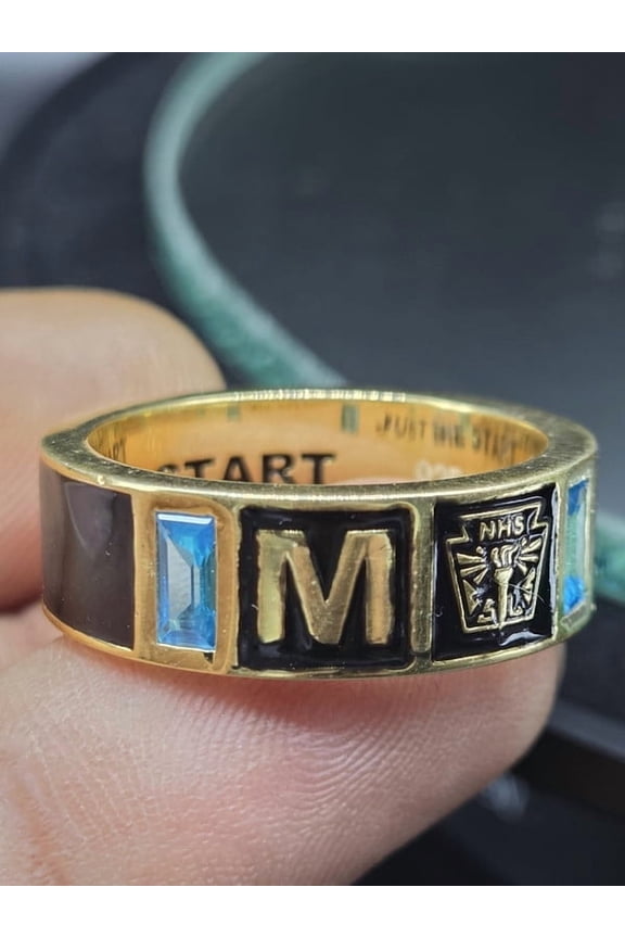 Customized Class Rings CZ Gemstone High School or College Graduation Bands -925 Sterling Silver and Yellow Gold Plated