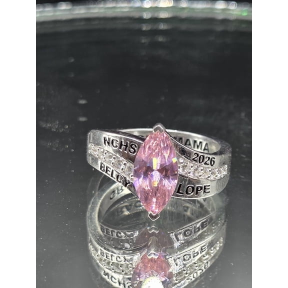 Customized Class Rings CZ Marquise Gemstone High School or College Graduation Bands -925 Sterling Silver