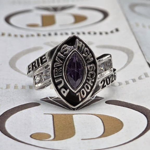 Customized Class Rings CZ Marquise Gemstone High School or College Graduation Rings -925 Sterling Silver