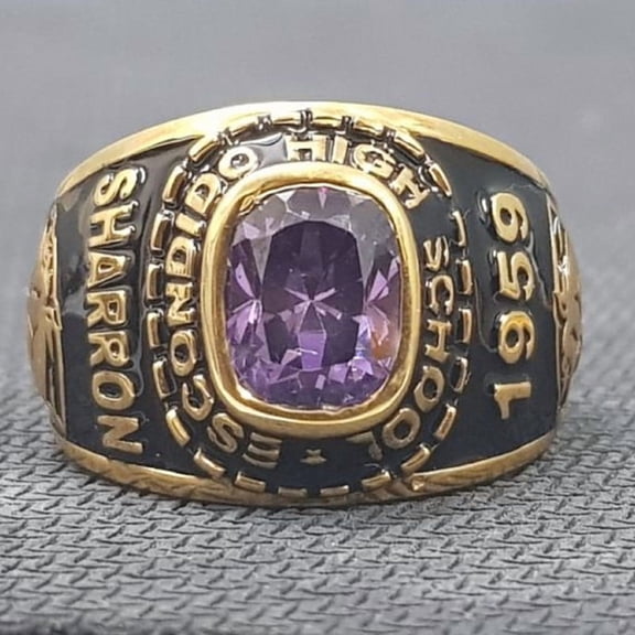 Customized Class Rings for Men CZ Cushion Gemstone High School or College Graduation Rings -925 Sterling Silver Yellow Gold Plated