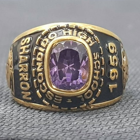 Customized Class Rings for Men CZ Cushion Gemstone High School or College Graduation Rings -925 Sterling Silver Yellow Gold Plated