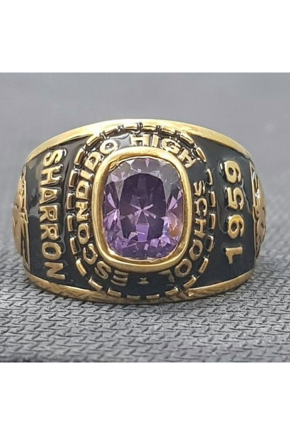 Customized Class Rings for Men CZ Cushion Gemstone High School or College Graduation Rings -925 Sterling Silver Yellow Gold Plated