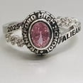 thumbnail image 1 of Customized Class Rings for Woen CZ Oval Gemstone High School or College Graduation Rings -925 Sterling Silver White Gold Plated, 1 of 2