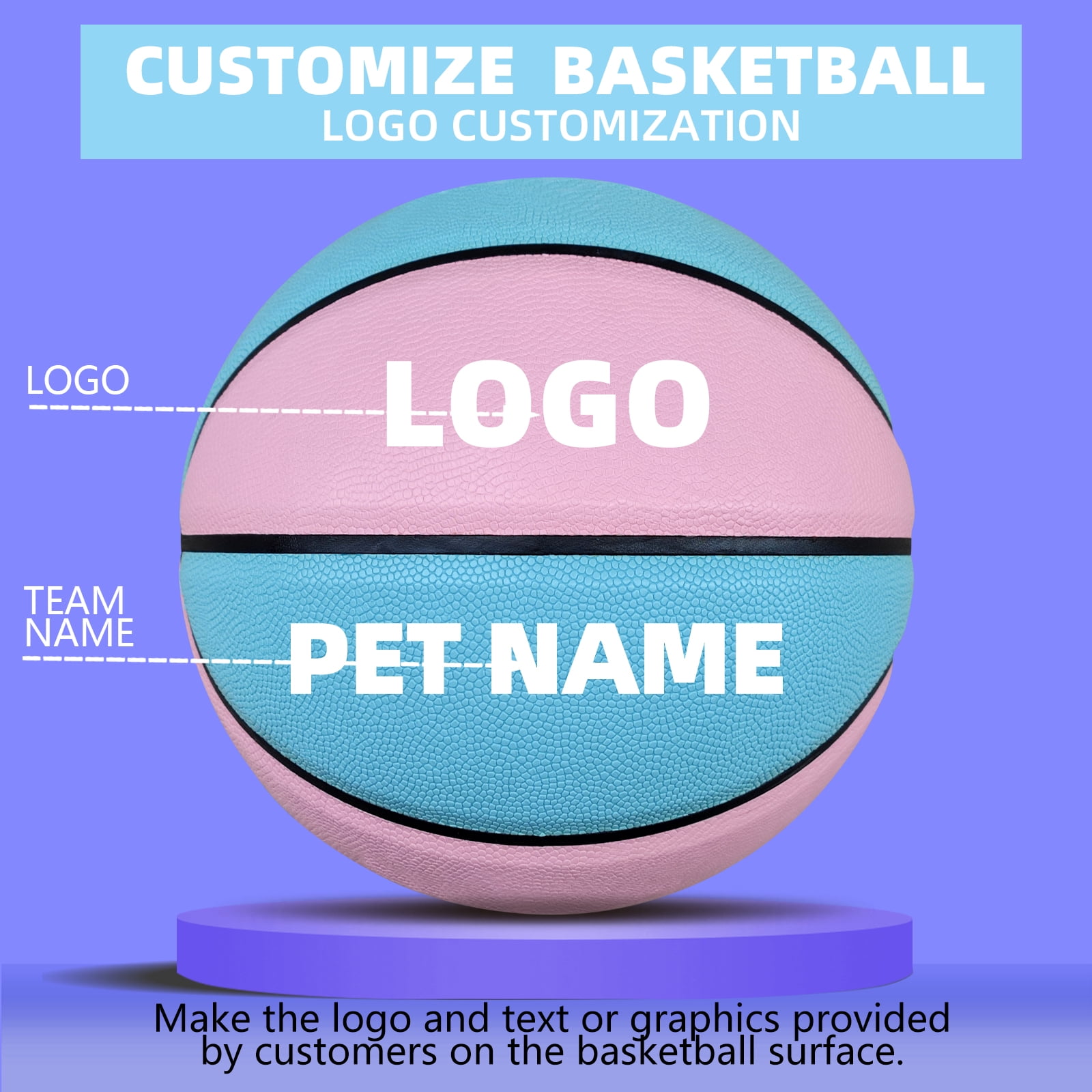 Customized Clothes Custom Logos Soft Leather Standard Size 7/6/5 Boys Girls In&Outdoor Wear-Resistant Game Training Basketball