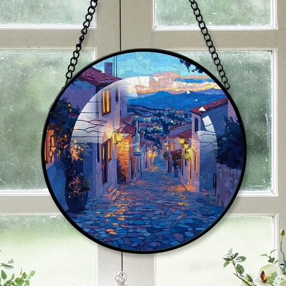 Customized Cobblestone Stained Glass, Cobblestone Glass Panel Sun Catchers Pretty Gifts, Cobblestone Decoration for Home Garden Christmas Party Wedding e4Ixs9