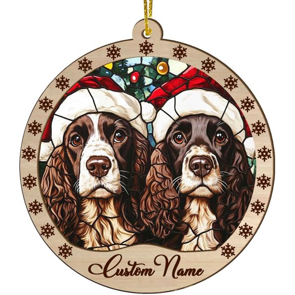 Customized Cocker Spaniels Dog Stained Glass Sun Catcher, Cocker Spaniels Dog Ornament, Cocker Spaniels Dog Christmas Keepsake, Cocker Spaniels Dog Christmas Hanging Dcor (Cocker Spaniels Dog 4)
