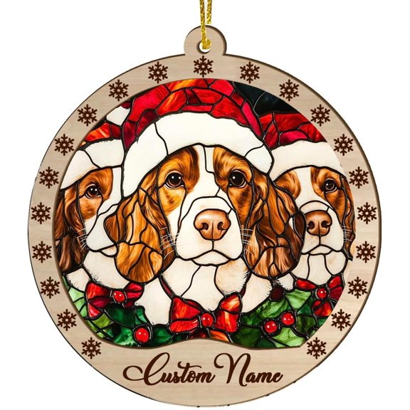 Customized Cocker Spaniels Dog Stained Glass Sun Catcher, Cocker Spaniels Dog Ornament, Cocker Spaniels Dog Christmas Keepsake, Cocker Spaniels Dog Christmas Hanging Decor (Cocker Spaniels Dog 15)