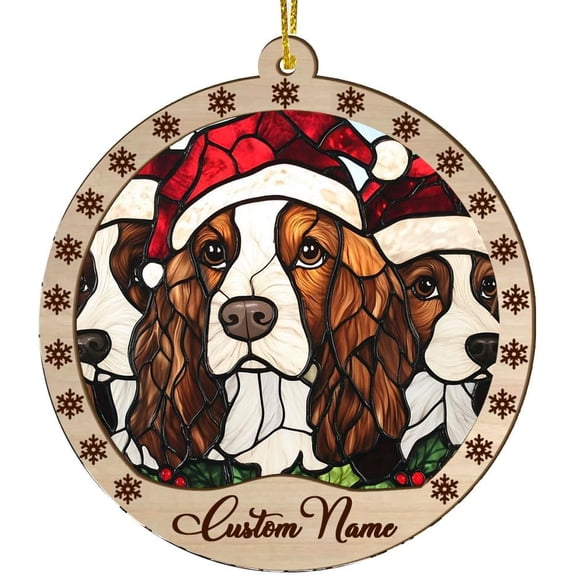 Customized Cocker Spaniels Dog Stained Glass Sun Catcher, Cocker Spaniels Dog Ornament, Cocker Spaniels Dog Christmas Keepsake, Cocker Spaniels Dog Christmas Hanging Dcor (Cocker Spaniels Dog 16)