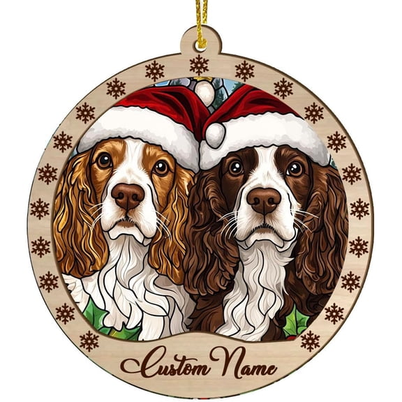 Customized Cocker Spaniels Dog Stained Glass Sun Catcher, Cocker Spaniels Dog Ornament, Cocker Spaniels Dog Christmas Keepsake, Cocker Spaniels Dog Christmas Hanging Dcor (Cocker Spaniels Dog 2)