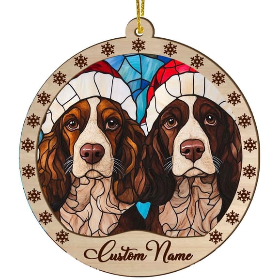 Customized Cocker Spaniels Dog Stained Glass Sun Catcher, Cocker Spaniels Dog Ornament, Cocker Spaniels Dog Christmas Keepsake, Cocker Spaniels Dog Christmas Hanging Dcor (Cocker Spaniels Dog 5)