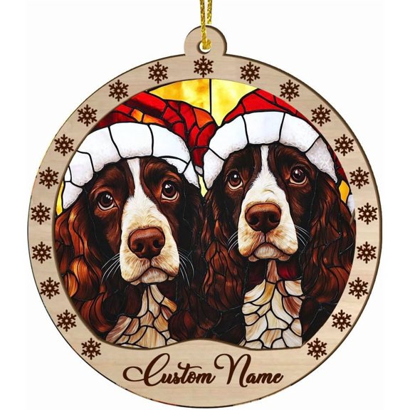 Customized Cocker Spaniels Dog Stained Glass Sun Catcher, Cocker Spaniels Dog Ornament, Cocker Spaniels Dog Christmas Keepsake, Cocker Spaniels Dog Christmas Hanging Dcor (Cocker Spaniels Dog 6)