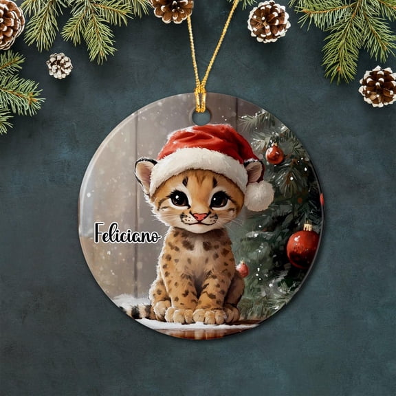 Customized Cougar Ceramic Ornament Gift, Cute Cougar Christmas Ornament 2025, Personalized Name Cougar Ceramic Christmas Ornament Gift for Daughter Son Cougar Lover, Cougar Animal Ornament Xmas Tree