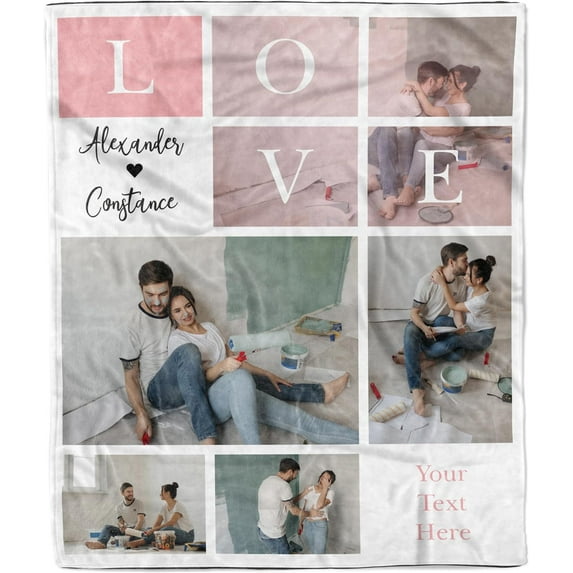 Customized Couples Blanket. Custom Photo Blankets Wedding Gifts for Couple, Valentines Gift. Blankets with Pictures Customized. (Couple Blanket 6, 50x60) Blankets