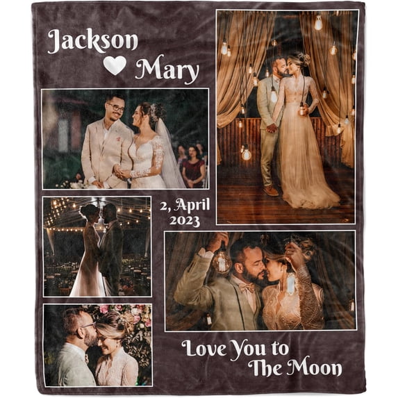 Customized Couples Blanket. Custom Photo Blankets Wedding Gifts for Couple, Valentines Gift. Blankets with Pictures Customized. (Couple Blanket 6, 50x60) Blankets