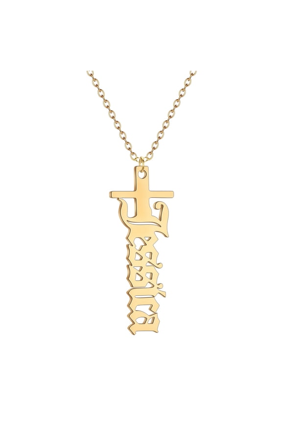 Customized Cross Pendant Christian Necklace Custom Name Stainless Steel Choker Women Men Catholic Crucifix Collar Jewelry