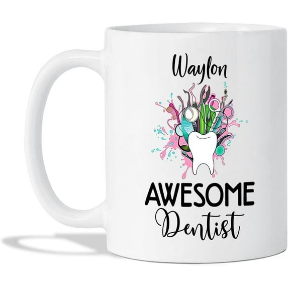 Customized Dentist Ceramic Mug - New Dental Mug For Teeth Doctor - Brush Tooth Mug - Personalized Dentist Mug With Name - Dentist Gift - Custom Dentist Tea Cup - White Mugs 11oz 15oz