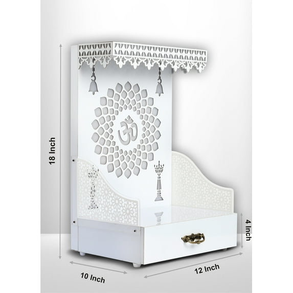 Customized Designer Wooden Temple with LED Light for Home and Office| Puja Mandir |Wall Hanging & Table Top|White Mandir /Pooja Ghar Mandap