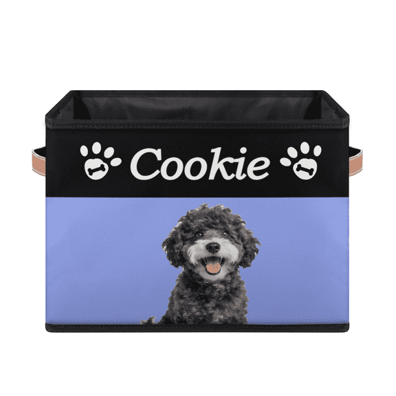 Customized Dog Basket Box with Name Photo,Collapsible Dog Toy Storage Basket Bin,Personalized Rectangular Box Chest Organizer for Clothing, Apparel & Accessories