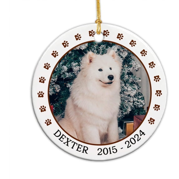 Customized Dog Photo Ceramic Christmas Ornament, Personalized Frame Dog Christmas Ornament with Name, Custom Any Pet Picture Ornament Xmas, Pet Ceramic Ornament Xmas Gift for Dog Dad Dog Mom SjiosR