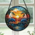 thumbnail image 1 of Customized Dolphins Stained Glass Window Hangings, Dolphins Colorful Glass Panel Pretty Gifts, Dolphins Decoration for Home Garden Christmas fV2vE2, 1 of 5