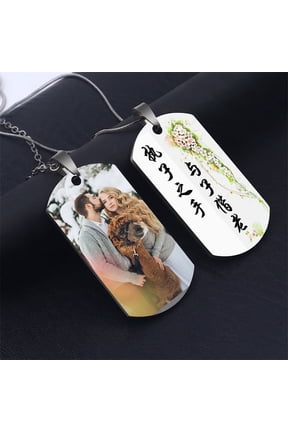[Customized] Double-Sided Stainless Steel Dog Tag Picture Printing Inscription Necklace * 1 Set