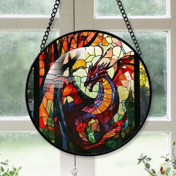 Customized Dragon Suncatcher Stained Glass, Dragon Gifts for Women for Window Hanging, Dragon American Glass Hanging y7OMrv (Dragon 1)