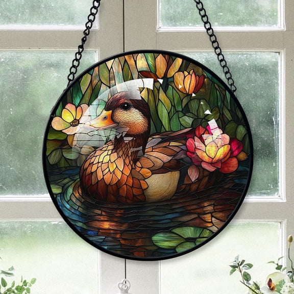 Customized Duck Stained Glass, Duck Suncatchers, Duck Window Hangings, Stained Glass for Home Décor FipE9p