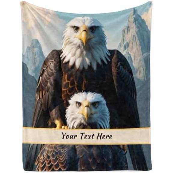 Customized Eagle Blanket, Personalized Throw Blanket for Couch Sofa Bed, Soft Warm Fuzzy Cozy, 60" x 80"$$Home Decor, Kitchen, & Other