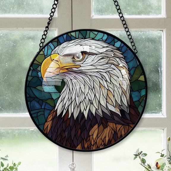 Customized Eagle Stained Glass Window Hangings, Eagle Colorful Glass Panel Pretty Gifts, Eagle Decoration for Home Garden Christmas hDER5V (Eagle 4)
