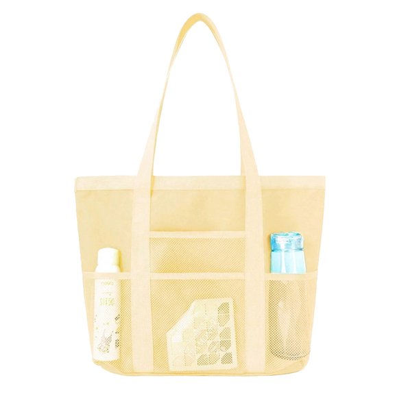 Customized Embroidered Mesh Beach Tote Bag for Women Foldable Lightweight Shoulder Bag Outdoor Travel Swimming Pool Storage