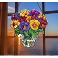 thumbnail image 1 of Customized Everlasting Pansies In Vase Birth Month Flower Acrylic Suncatcher Window Hanging Mothers Day Gift For Her, 1 of 5