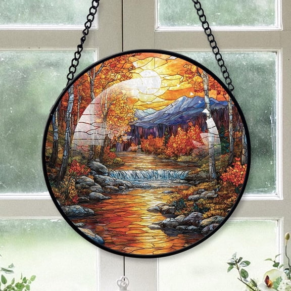 Customized Fall-Inspired Stained Glass Window Hangings, Fall-Inspired Colorful Glass Panel Pretty Gifts, Fall-Inspired Decoration for Home Garden Christmas 0tPwa8