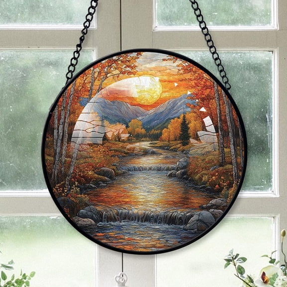 Customized Fall-Inspired Stained Glass Window Hangings, Fall-Inspired Colorful Glass Panel Pretty Gifts, Fall-Inspired Decoration for Home Garden Christmas 9n8DYa