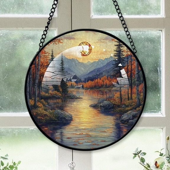 Customized Fall-Inspired Stained Glass Window Hangings, Fall-Inspired Colorful Glass Panel Pretty Gifts, Fall-Inspired Decoration for Home Garden Christmas avRAq6