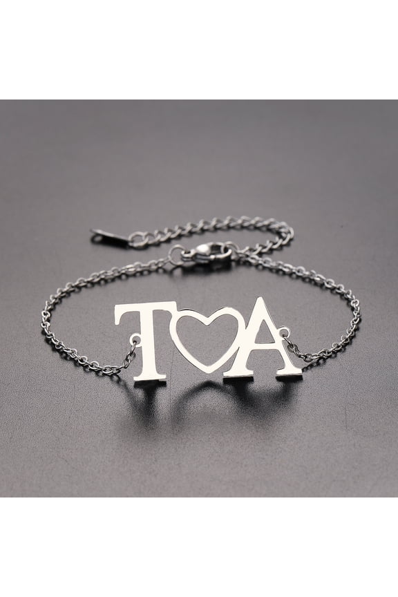 Customized Fashion 26 English Initial Letters Heart Bracelet DIY Personalized A-Z Name Bangle Anniversary Jewelry Gifts