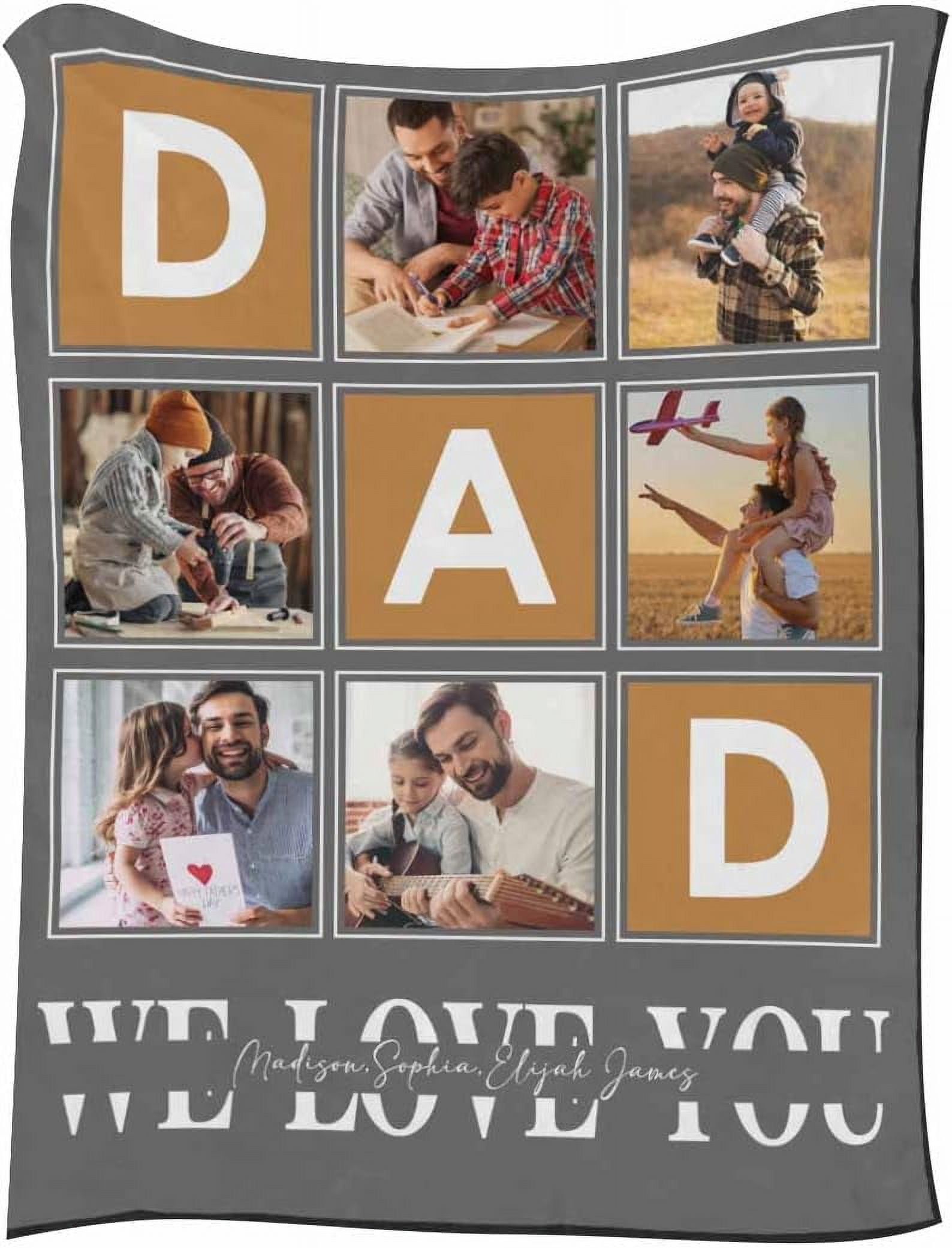 Customized Father's Day Throw Blankets with Photos Text, to My Best Dad