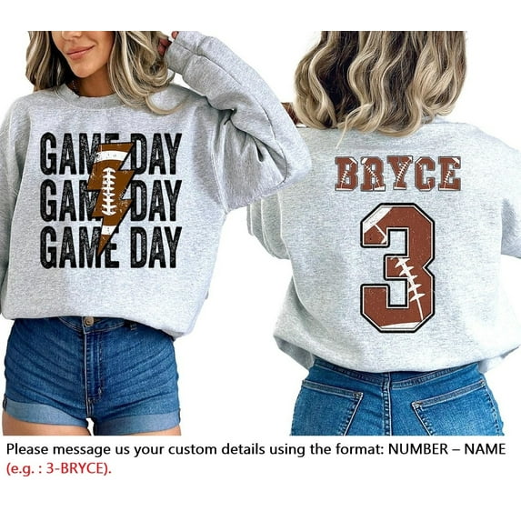 Customized Football Sweatshirt, Personalized Name and Number, Game Day Touchdown, Football Fan Gift